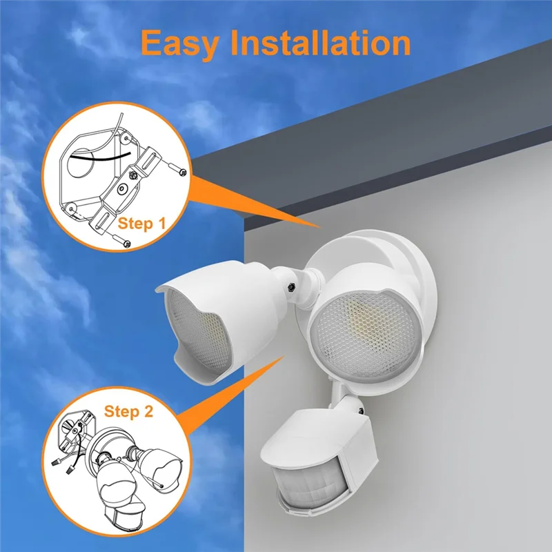 

ABRE-1500 Lumen LED Security Lights Motion Sensor, Dual-Head IP65 Waterproof, Dusk To Dawn