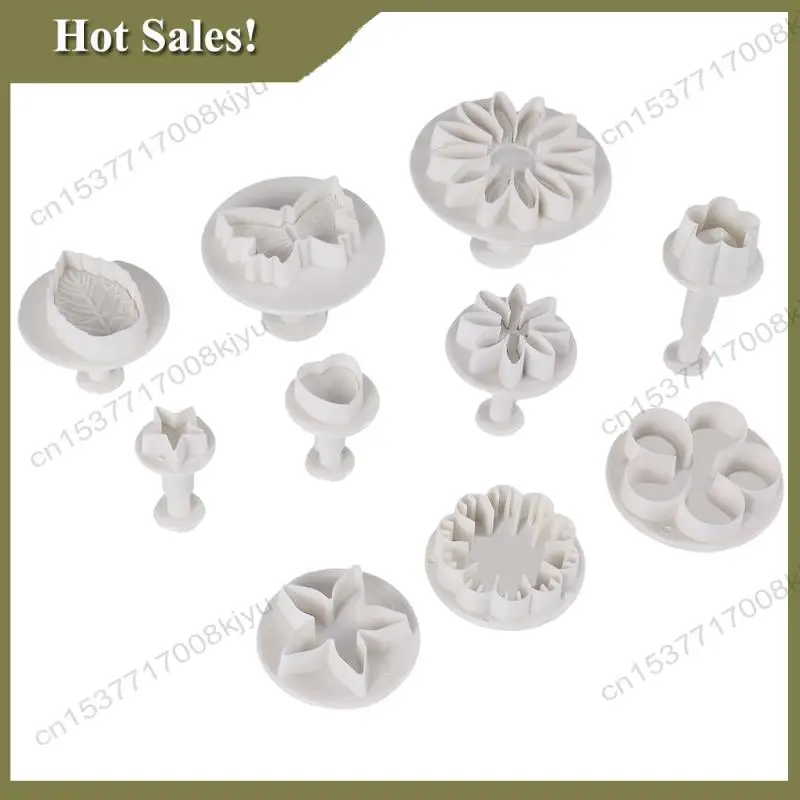 -A23G 33 Piece Fondant Cake Cookie Plunger Cutter Sugar Craft Flower Leaf Butterfly Heart Shape Decorating Mold DIY Tools