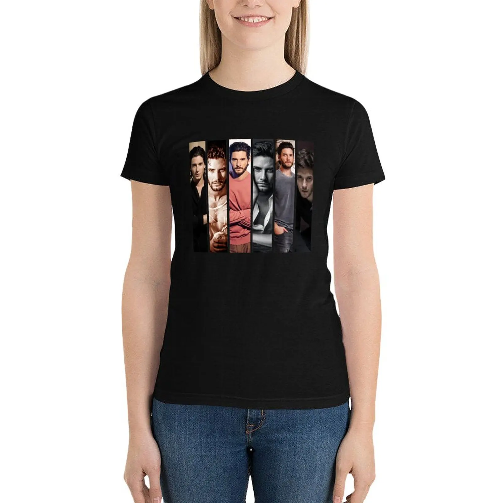 Ben Barnes Collage - Leo zodiac T-Shirt tops plus size tops t-shirts for Women graphic tees funny