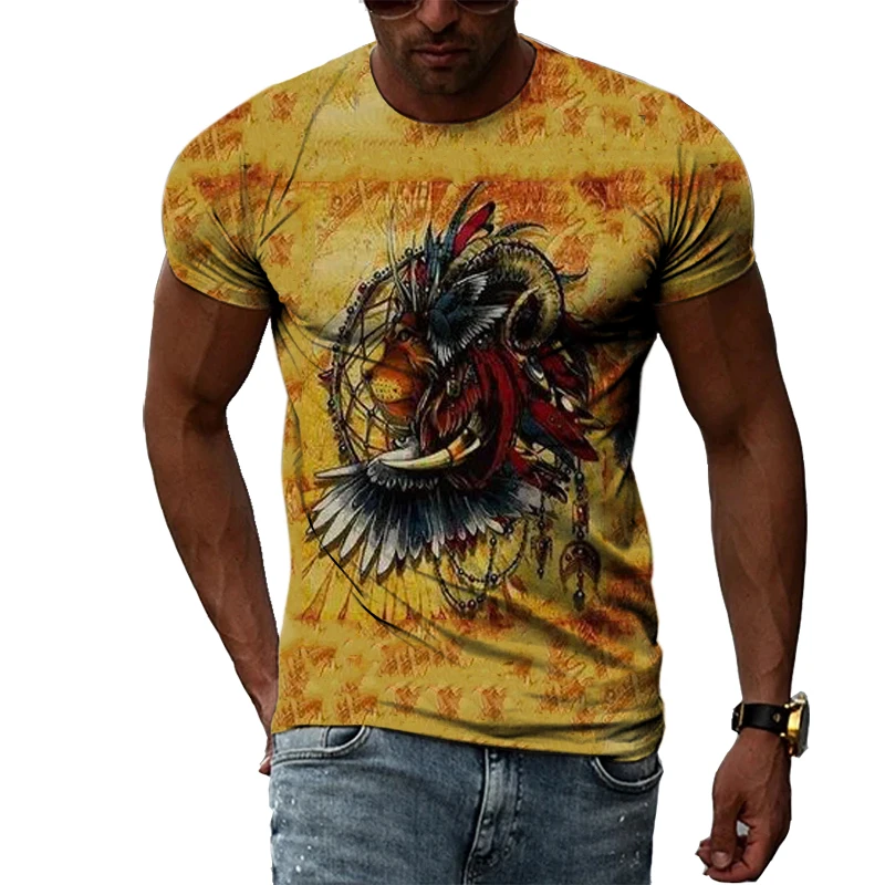 Summer Creative Lion Design Fashion Men T-shirt 3D Casual Hip Hop harajuku Round Neck Print graphic t shirts with Short Sleeves