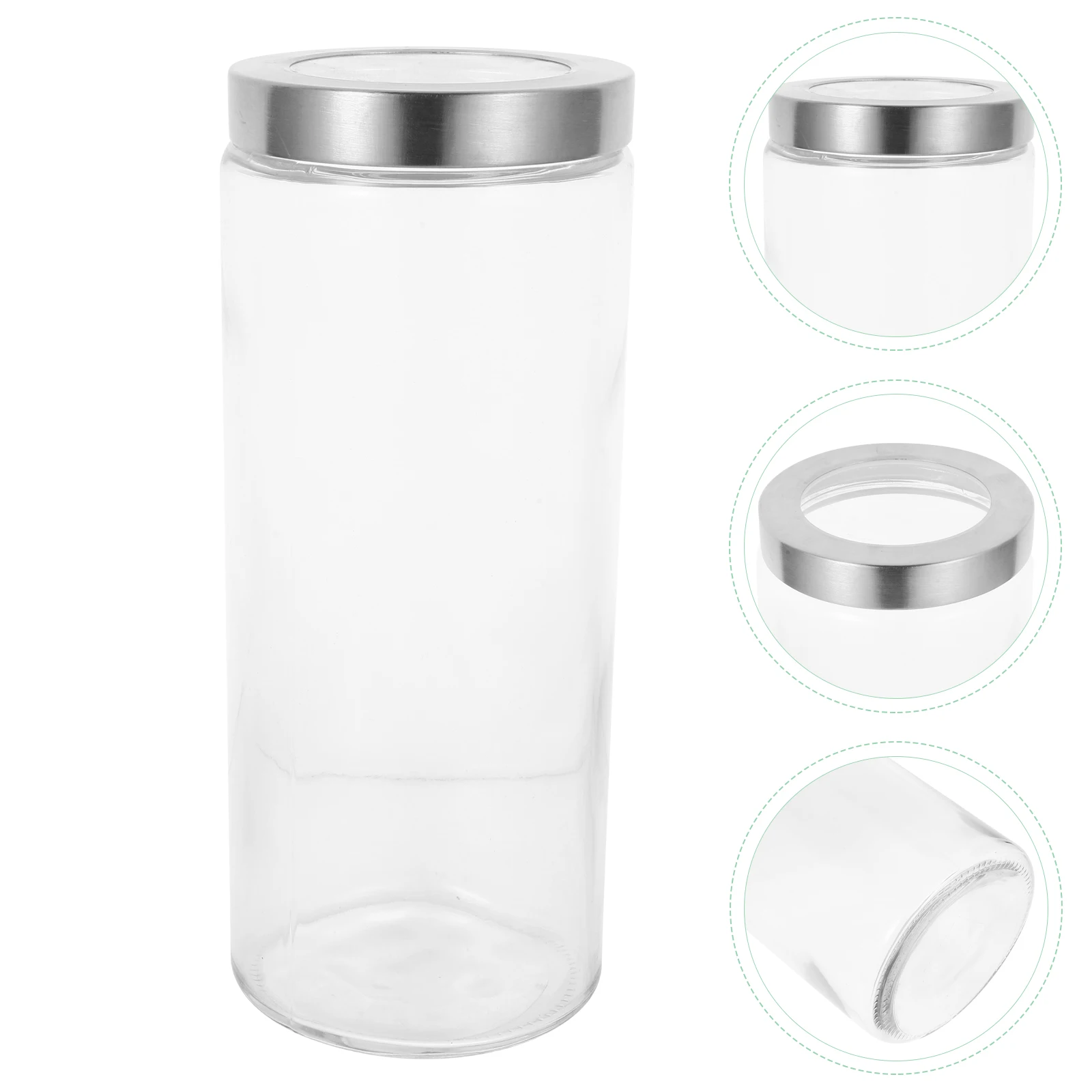 

1Pcs Glass Grain Storage Container Circular Sealed Lid for Food Storage Snacks Nuts Oatmeal Fresh Keeping Food Jar