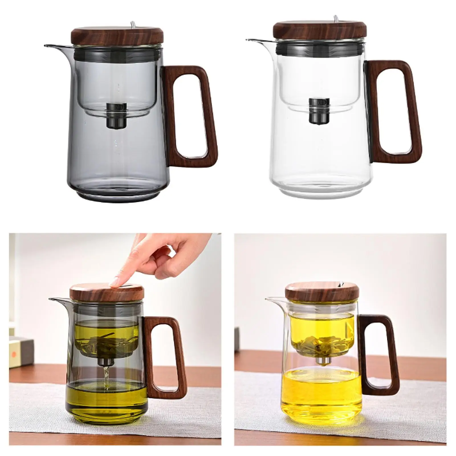 

Стеклянный чайник, подарок на день отца с заварочным устройством, деревянная ручка, чайник с вкладышами для пикника, домашнего офиса, дома, кемпинга на открытом воздухе