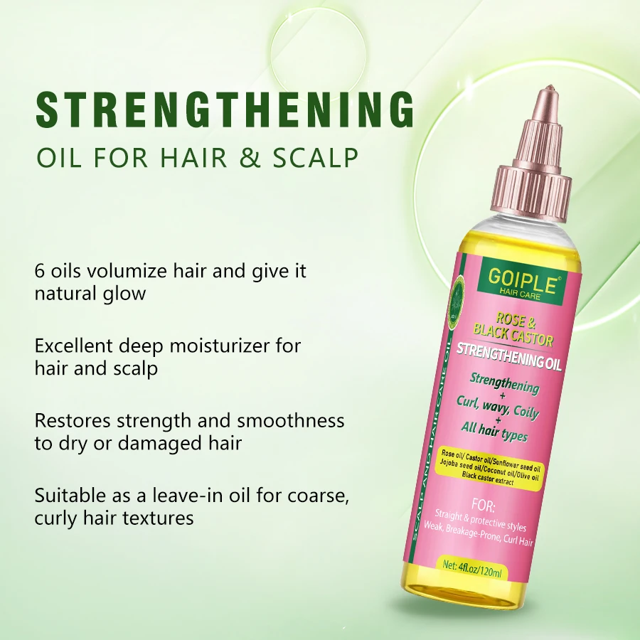 Rose Black Castor Oil Moisturizing Hair Care Essence Oil Nourishes Dry and Damaged Hair Leave-In Conditioner for All Hair Types