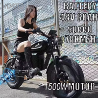 2024 ZPW Ebike 1500W Brushless Motor 48V60AH 20 inch Electric Bicycle Fat motorcycle With Hydraulic Shock Absorber Mountain Bike