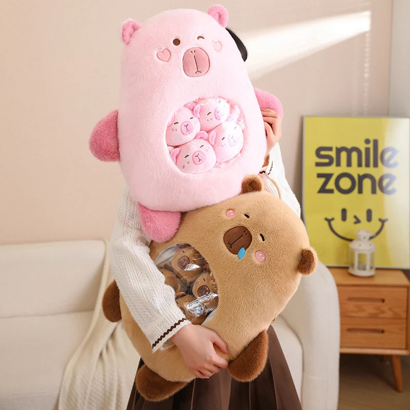 New Capybara Snack Pillow Plush Toy Soft Plush Stuffed Animal Capybara Waist Back Cushion Room Decoration Birthday Gift