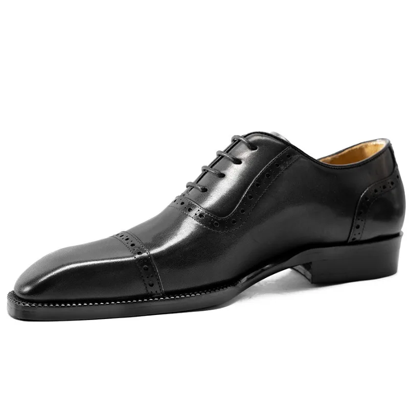 

Vintage Genuine Leather Mens Formal Shoes Luxury Handmade Quality Comfortable 2026 Autumn Elegant Oxfords Wedding Shoes Man