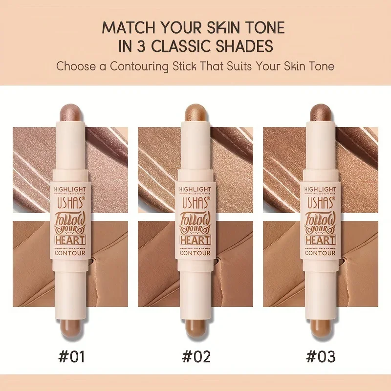 Double-end Face Highlight & Contour Stick Oil-control Concealer Pencil Facial Highlight Corrector Pen Long Lasting Makeup