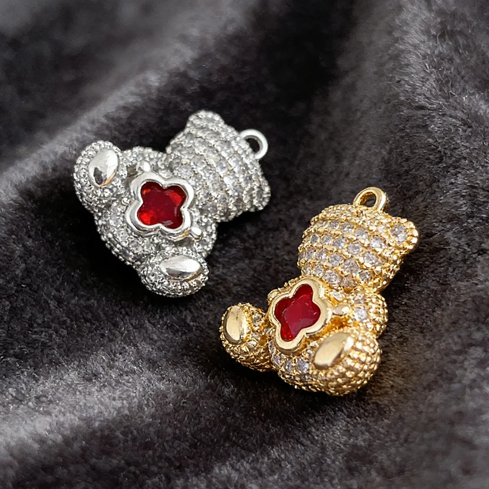 

Дизайнерские медные подвески/аксессуары для украшений/изготовленные вручную/в форме медведя/с покрытием из настоящего золота/шармы для рукоделия, 18*20 мм, 10 шт. # 196070