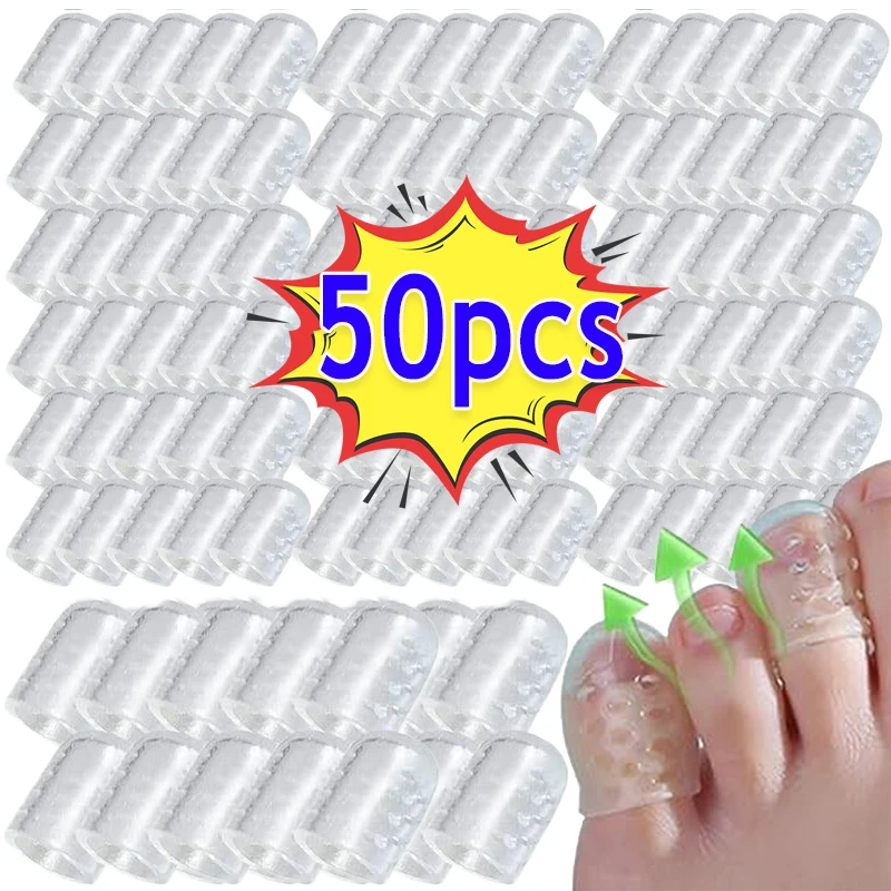 

50PCS Toe Covers Clear Toe Caps Anti-Friction Breathable Toe Protector Elasticity Toes Caps Silicone Cover Protectors Foot Care