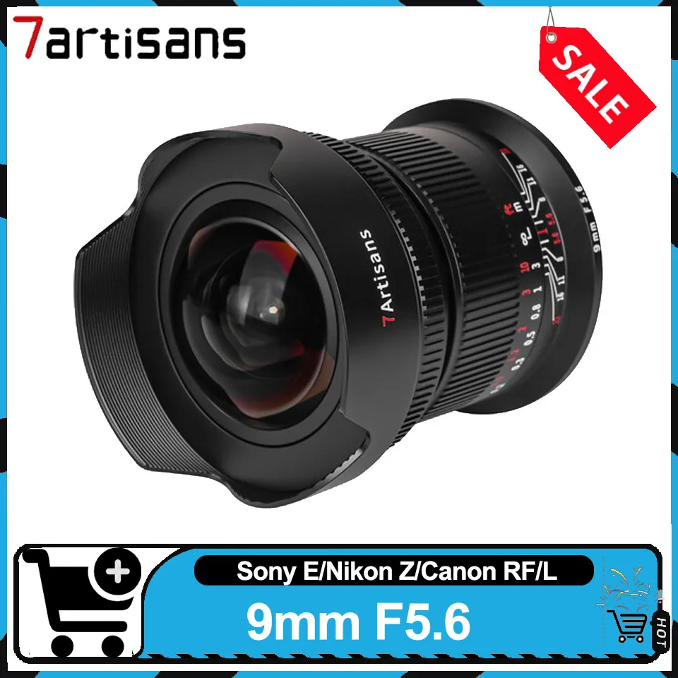

7artisans 9mm F5.6 APSH Full Frame 132 ° Ultra Wide Angle Lens Supports Rear ND Filters for Sony A6400 Nikon Z50 Canon R6