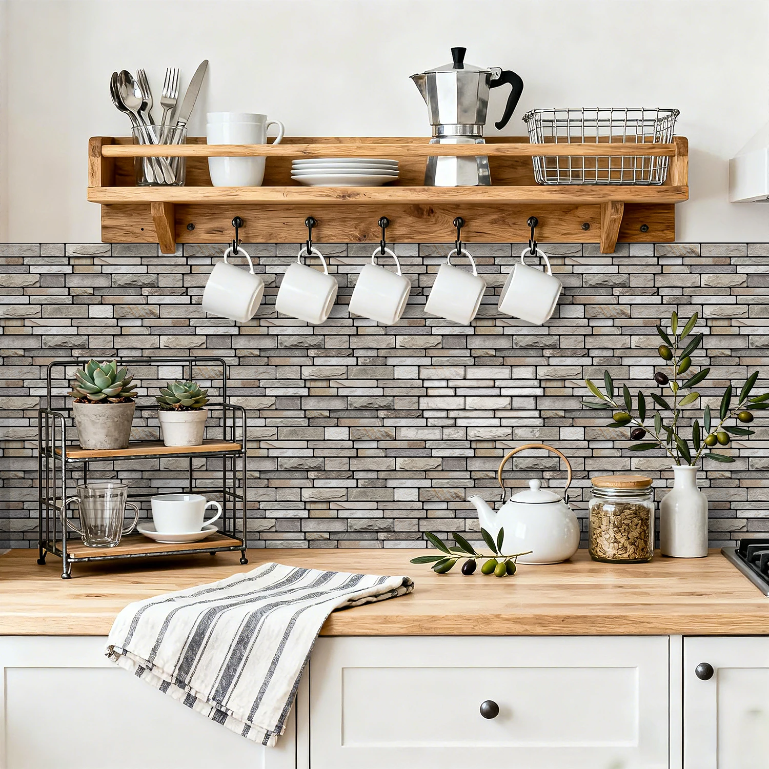 

20pcs 3D Self-Adhesive Waterproof Scratch-Resistant Oil-Resistant Irregular Wall Sticker 12x24.6cm
