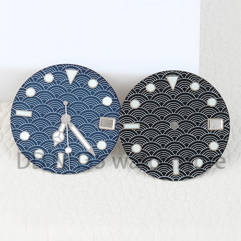 

NH35 Dial 28.5MM Green Luminous Dial Fish Scale Texture Watch Face Fit NH35 NH36 Movement Submariner Watch Accessories Parts
