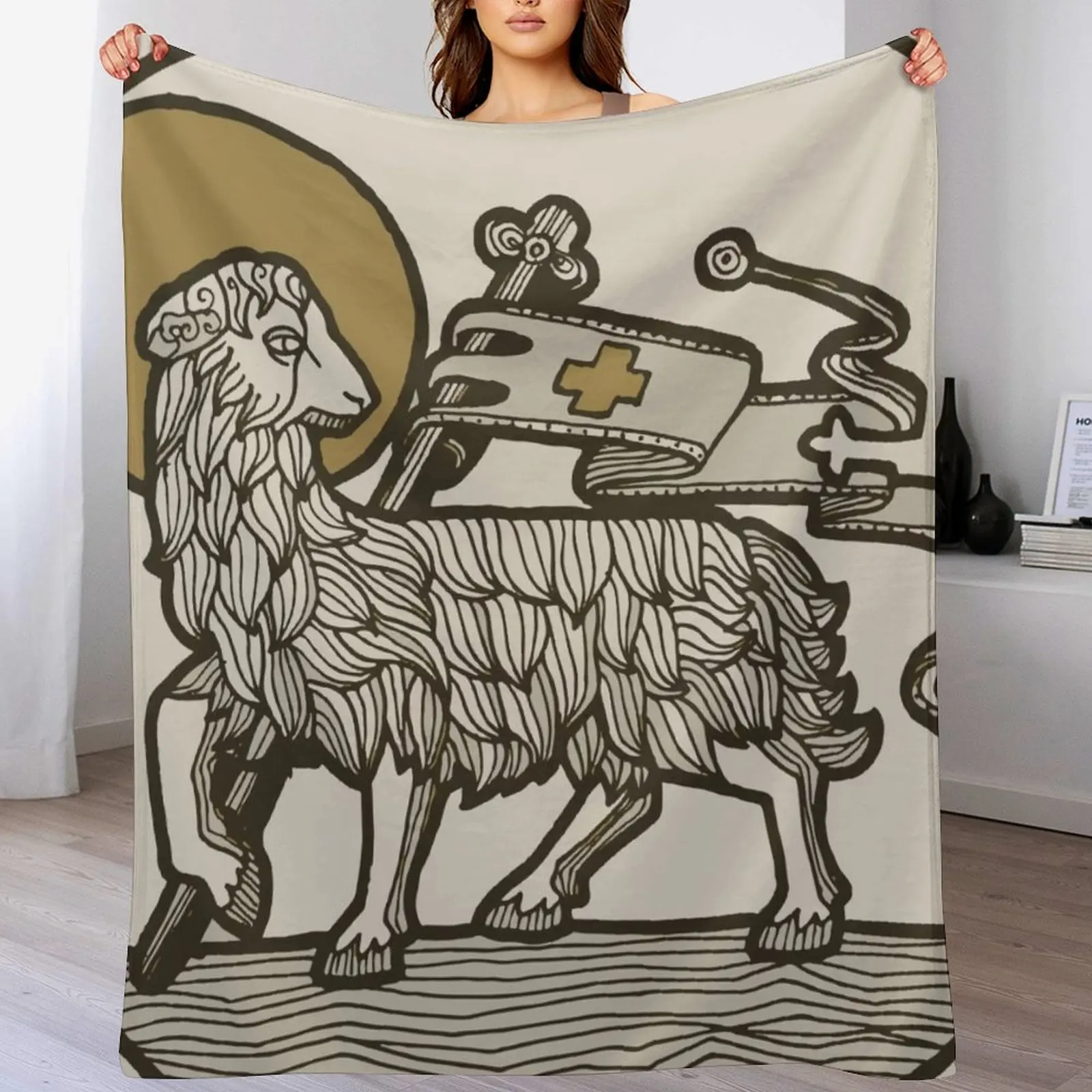 Lamb of God Throw Blanket Soft Warm Blanket Gift for Grandparents