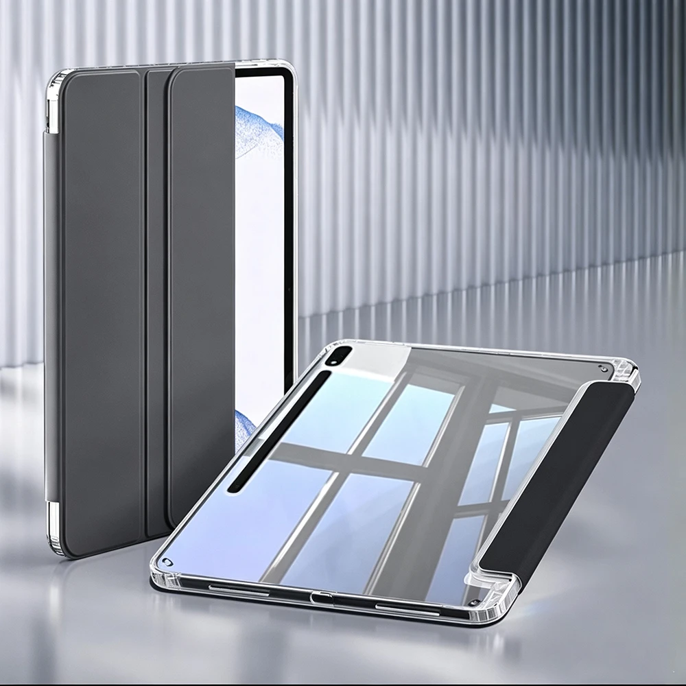 Hülle für Samsung Galaxy Tab A8 A9 A11 S6 S9 S10 FE Lite 10.4 10.5 10.9 11 X231 X210 PU-Leder-Abdeckung Transparente Acryl-Schale – Detail 2