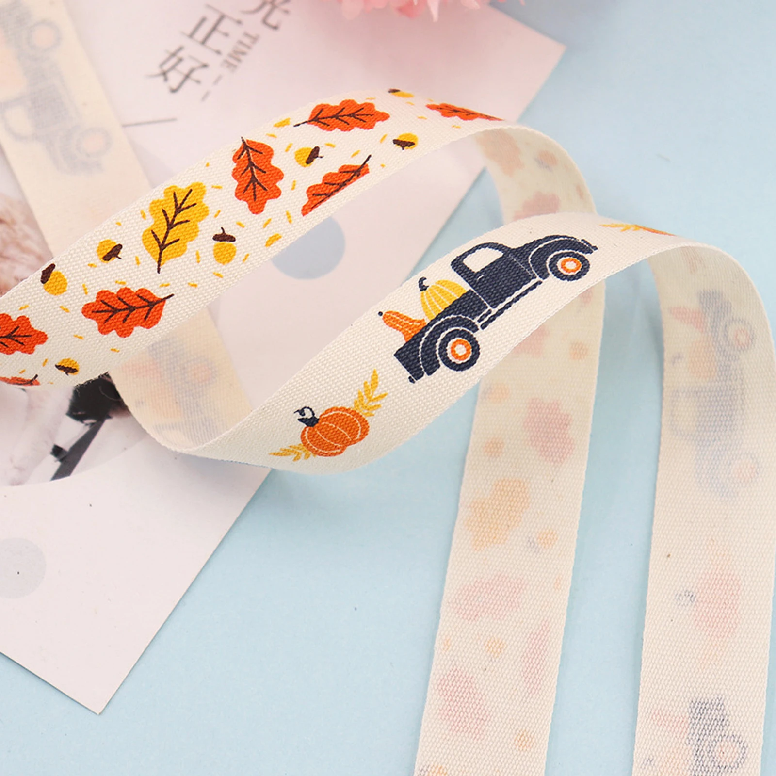 

5 Rolls Crafting Supplies Pumpkin Truck Decoration Ribbon Decorations Thanksgiving Wreath Making Polyester DIY