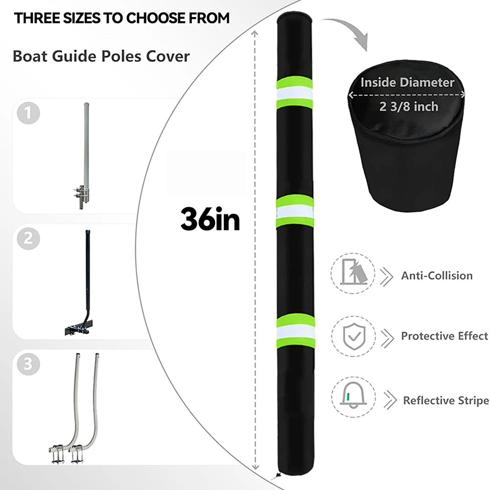 Reflective Strips Trailer Guide Covers Waterproof Fabric EPE Foam Core Easy Installation Black green white Low Light Visibility
