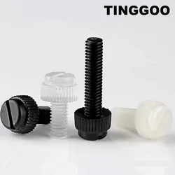 10/20Pcs M3 M4 M5 M6 M8 Acrylic Clear Transparent Nylon PA66 White Black Plastic Knurl Slotted Head Toolless Thumb Bolt Screw