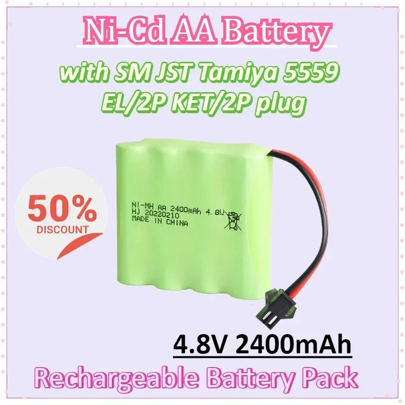 

Ni-Cd AA5 4.8V 2400mAh Rechargeable battery pack for with SM JST Tamiya 5559 EL/2P KET/2P plug Toy Remote Control Car Battery