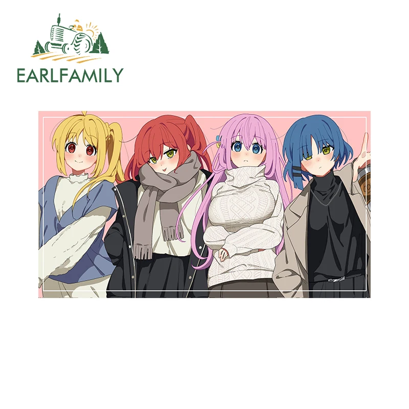 EARLFAMILY 13cm X 7.3cm for Popular Guitar Anime Girls Vinyl Stickers Funny Strip Style Car Body Decals Waterproof Car Decor