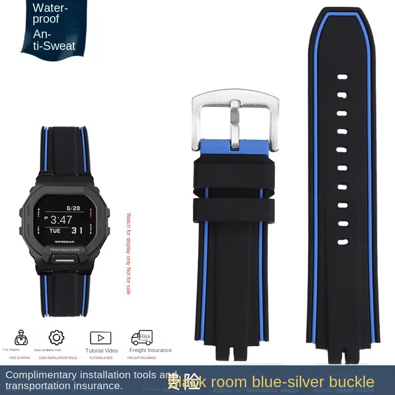 GBD200 silicone watch strap For Casio Cat Man series GBD-200/UU/GBD-200SM Black Warrior waterproof rubber watchband with tools