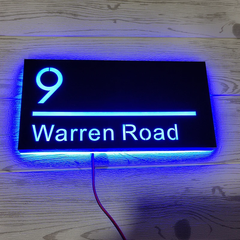 Custom LED House Number Outdoor Luminous Business Logo Stainless Steel Backlit Address Plaque Sign Apartment Lighted Door Plates