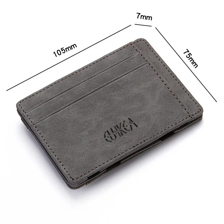 Männer Ultra Dünne PU Leder Mini Kleine Magische Brieftasche mit Reißverschluss Münzfach Geldbörse Frauen Beutel Kunststoff Kredit Bank Karte Fall Halter – Detail 1