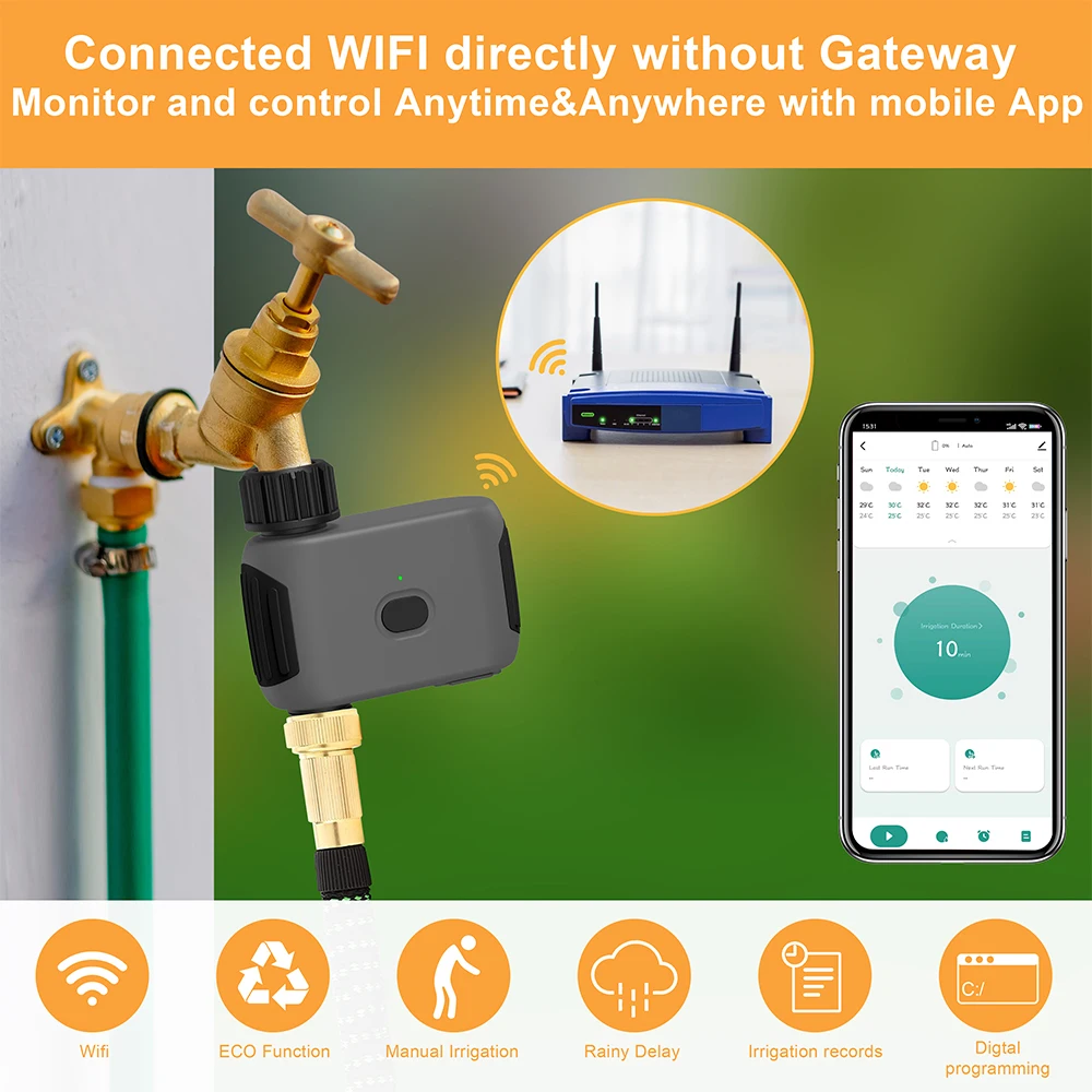 Garden WIFI-Compatible without Gateway Water Timer Connect  Automatic Irrigation Waterproof Controller Solenoid Valve System