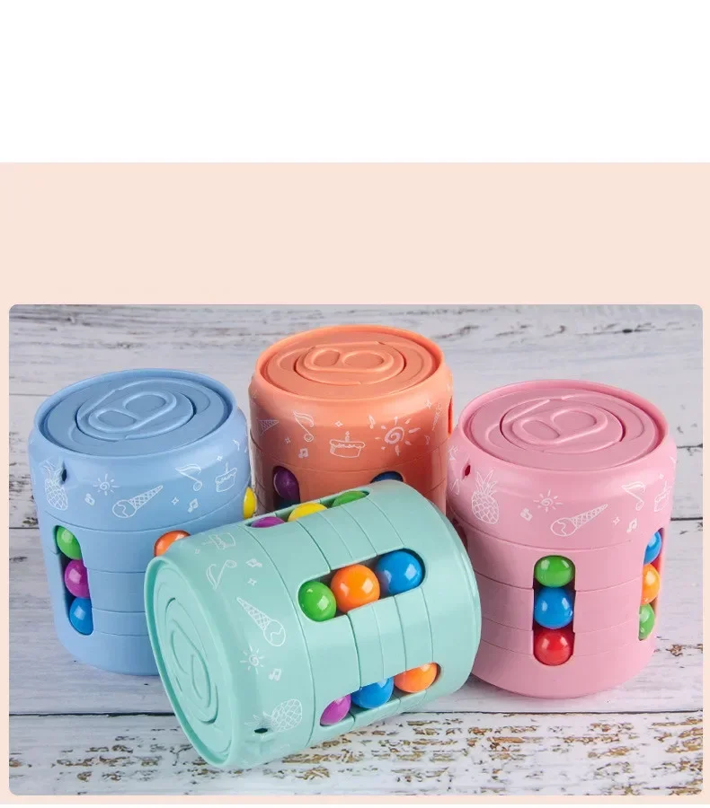 Magic Rotating Bean Puzzle Cube Gioco Bambini Adulti Punta delle dita Agitarsi Gioco antistress Giocattoli educativi Montessori per il regalo dei bambini