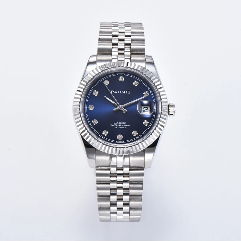 Top Luxury Watch Parnis 39.5mm Brown Dial Men's Automatic Mechanical Watch Sapphire Crystal Calendar Men Watches reloj hombre