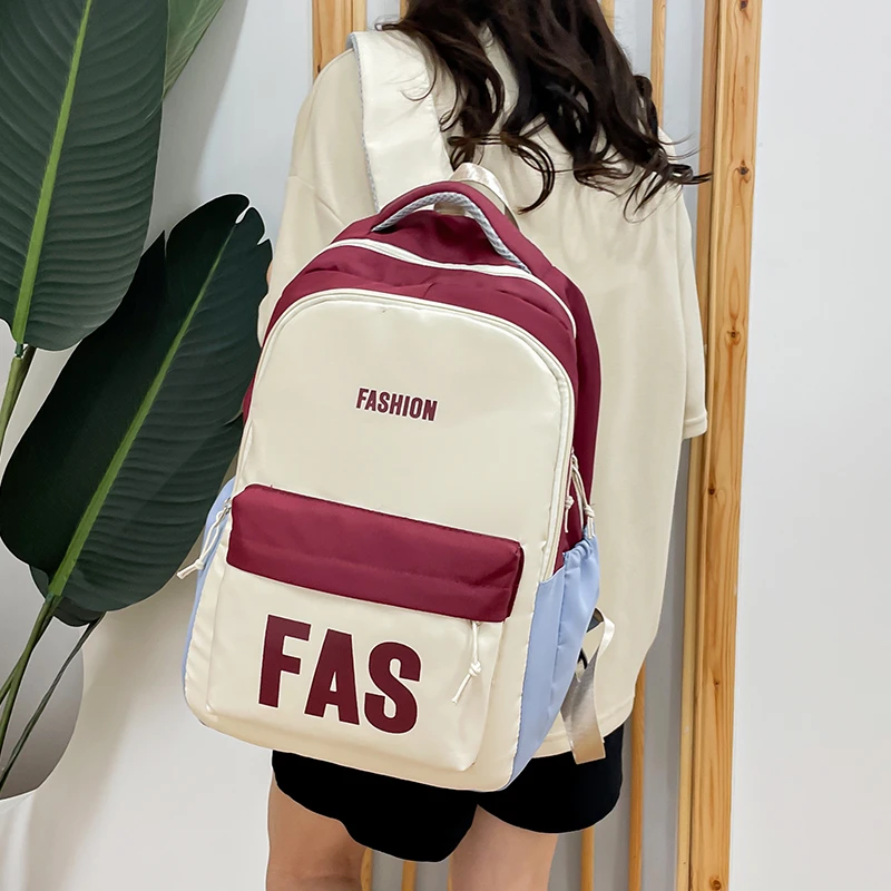 Sacos de armazenamento de grande capacidade para o estudante, simples e versáteis sacos para senhoras, lazer mochila viagem ao ar livre, letras ortografia cor, tendência da moda