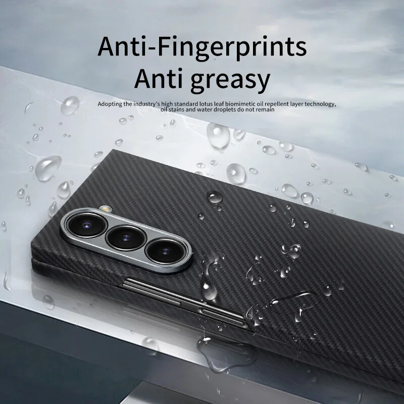 高品質リアルアラミドケブラー炭素繊維ビジネスケース Samsung Z Fold 7 6 5用 磁気ワイヤレス充電対応保護カバー