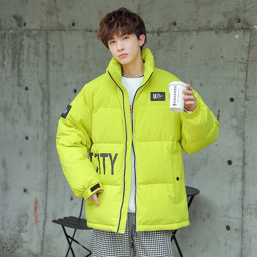 

Lightweight Padded Jaet Men's Winter Thiened Warm Bread Sle Youth Faion Trend Couple Outerwear Quilted Coat