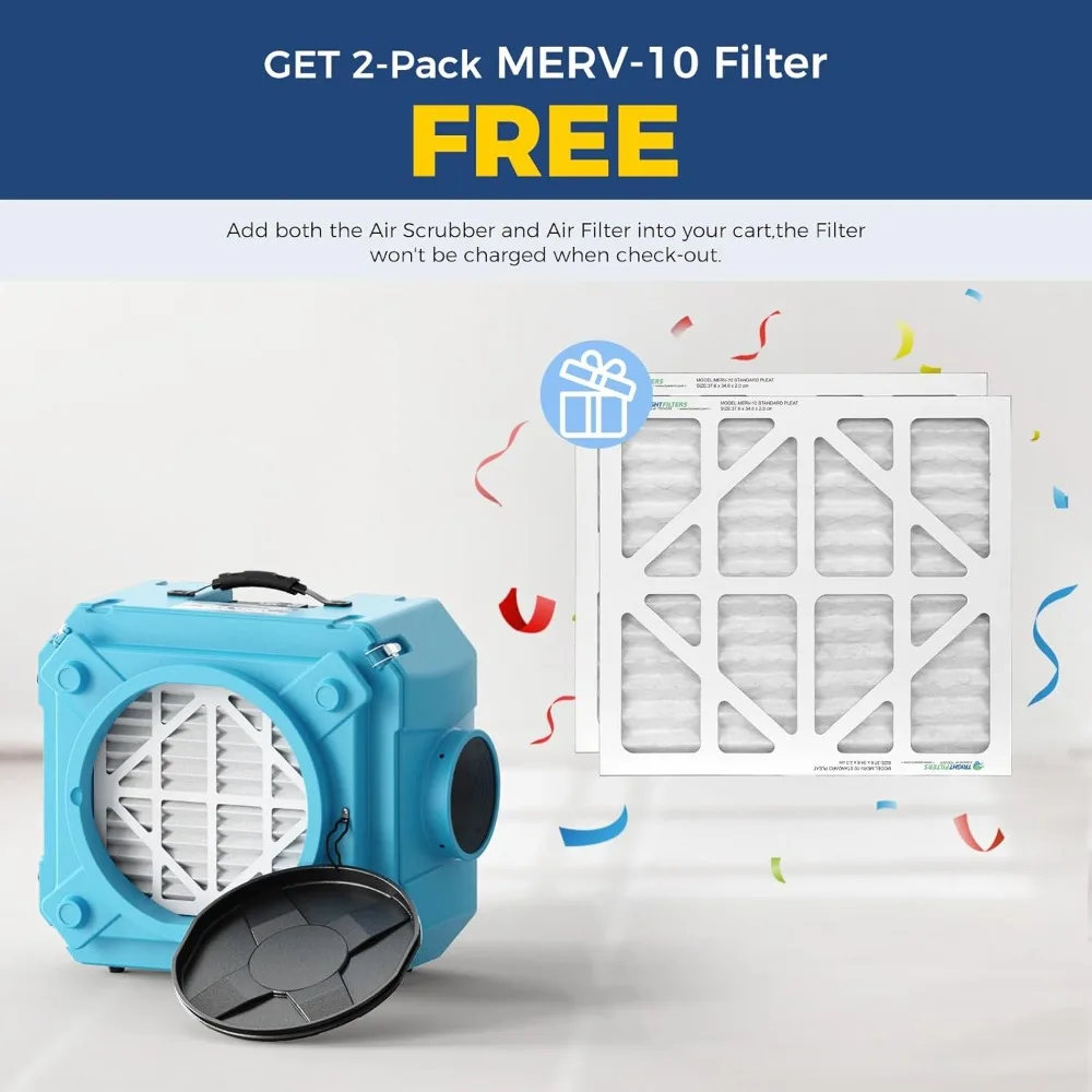 Duty Air Cleaner with MERV-10 Filter, HEPA/Activated carbon Filter, Blue