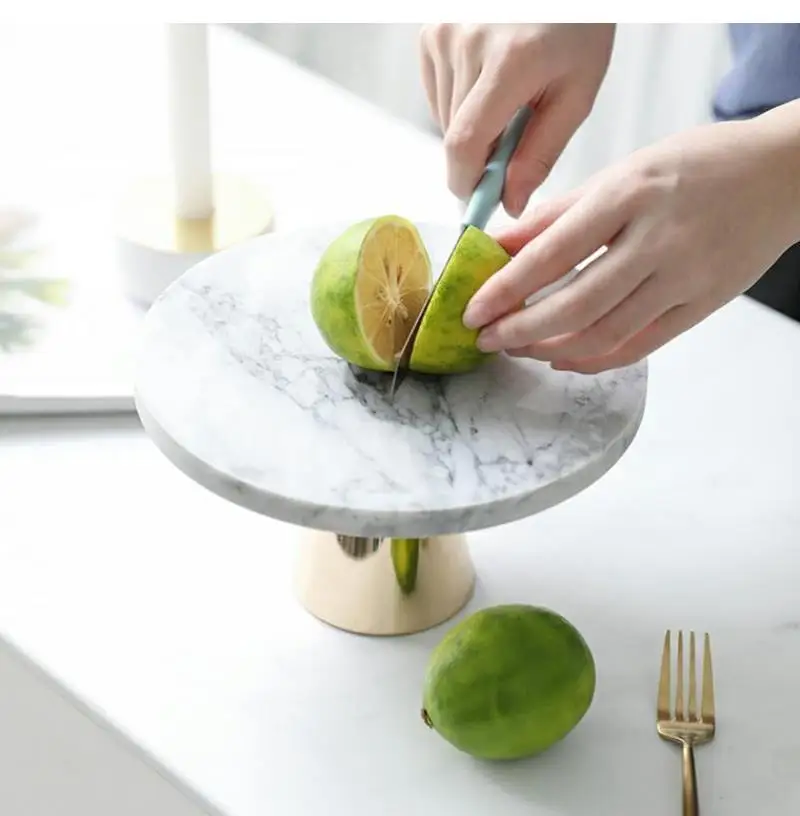 Natural Marble Tray Cake Dessert Display Modern Minimalist Home Decoration Fruit Snack Bread Makeup Stand