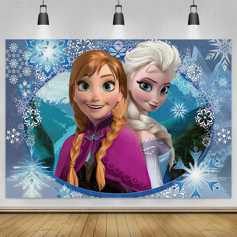 Disney Frozen Princess Elsa Anna Kids Happy Birthday Winter Ice Photo Background Decoration Supplies Baby Shower 2024