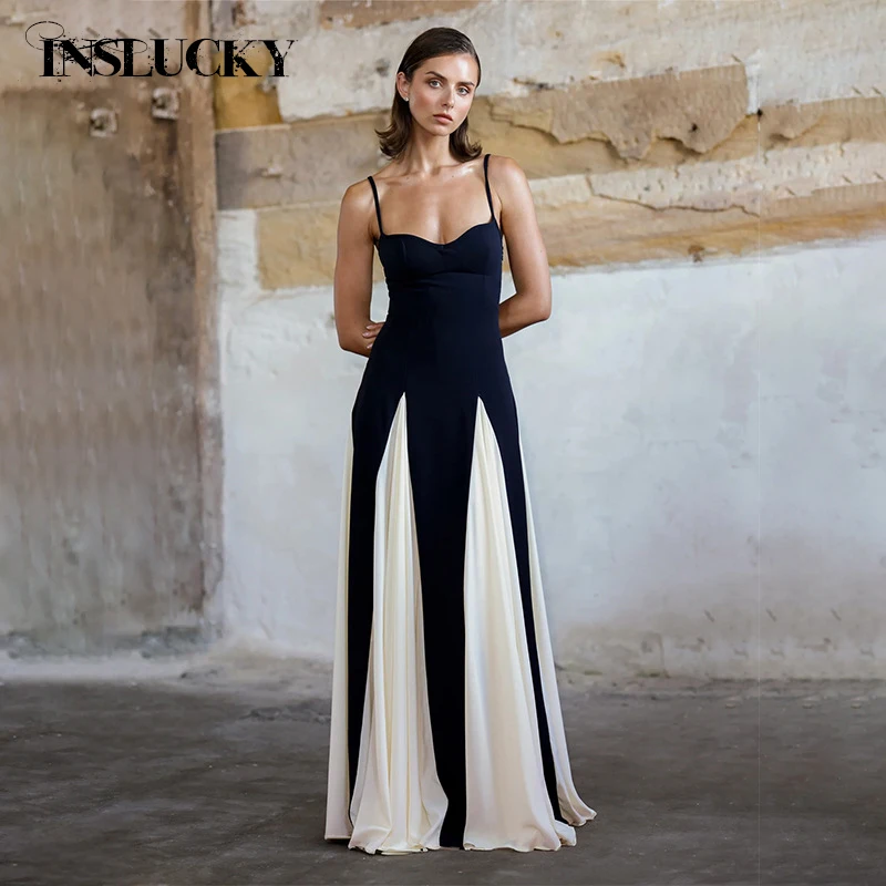 

InsLucky Fashion Women's Clothing 2024 Autumn New Temperament Elegant Sexy Slim Panelled Suspender Dress Office Lady Party Dress