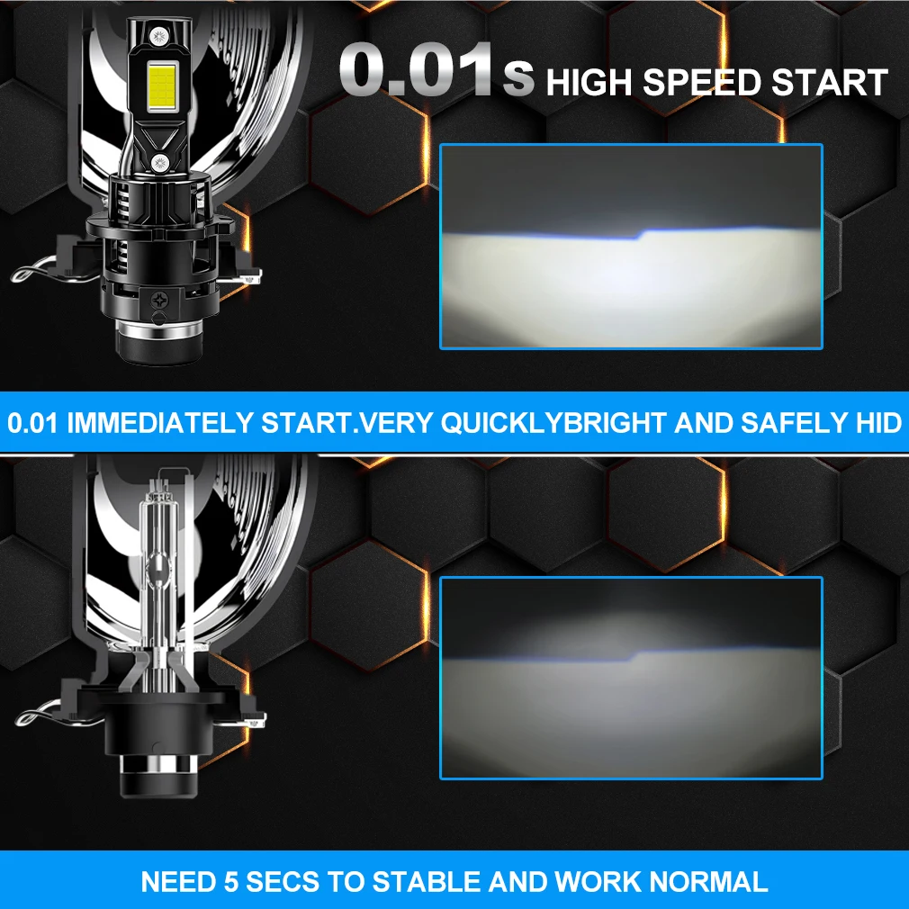 S&D 2PCS D2S D4S D2R D4R LED Headlight Canbus HID LED Headlamp Bulbs 200W 60000LM Car Lights Plug&Play Turbo Lamps 6000K White - view 2