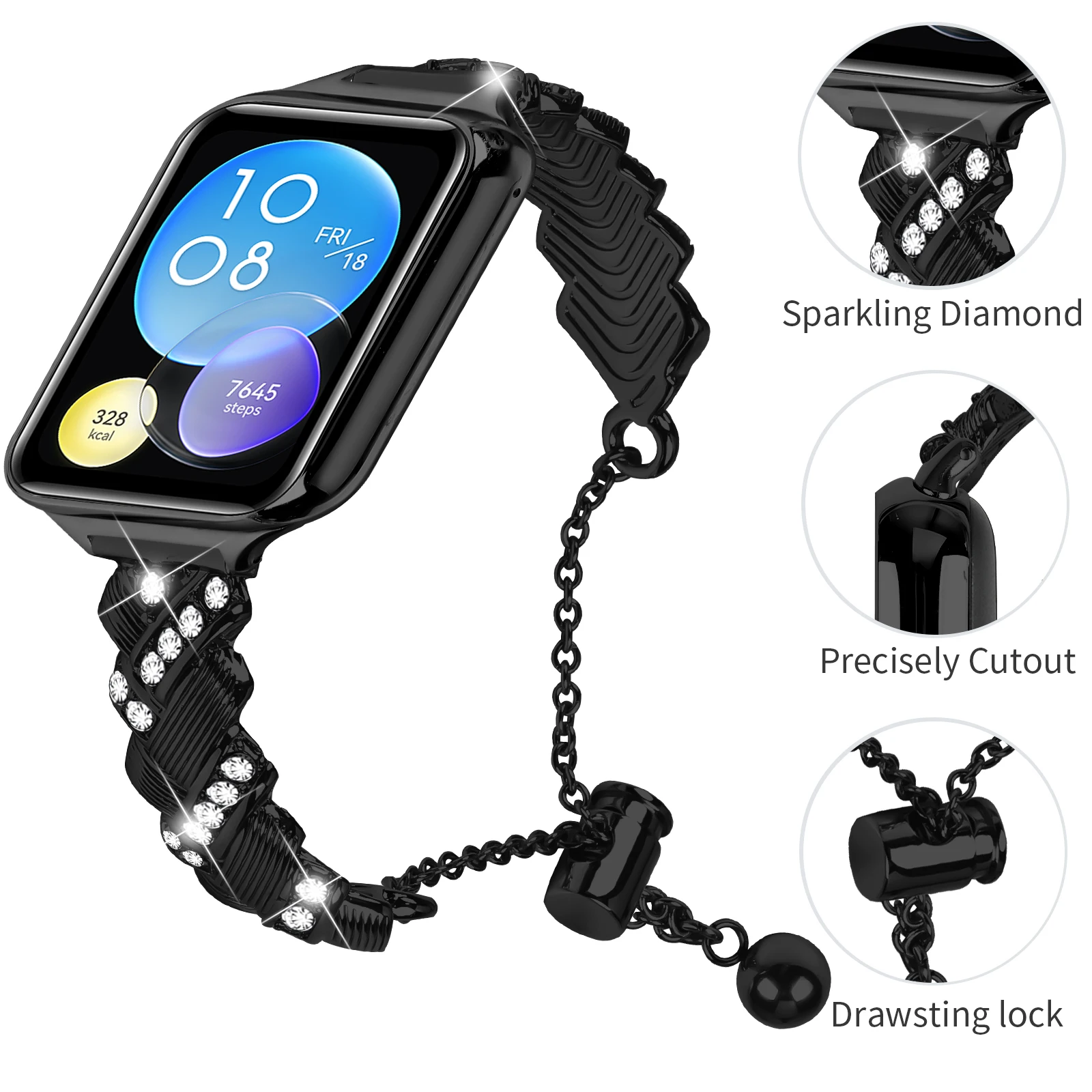 حزام الماس ل Xiaomi Mi Band 9 pro 8 Pro استبدال المعادن ساعة ذكية معصمه حزام (استيك) ساعة ل Redmi 4 /5 سوار ساعة