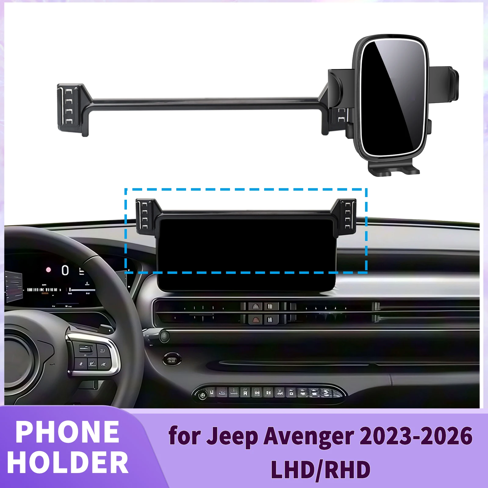 Suporte de Telefone para Tela do Jeep Avenger 2023 2024 2025 2026 LHD RHD ​ ​   Clipe de Segurança para Carro ​ ​   acessórios