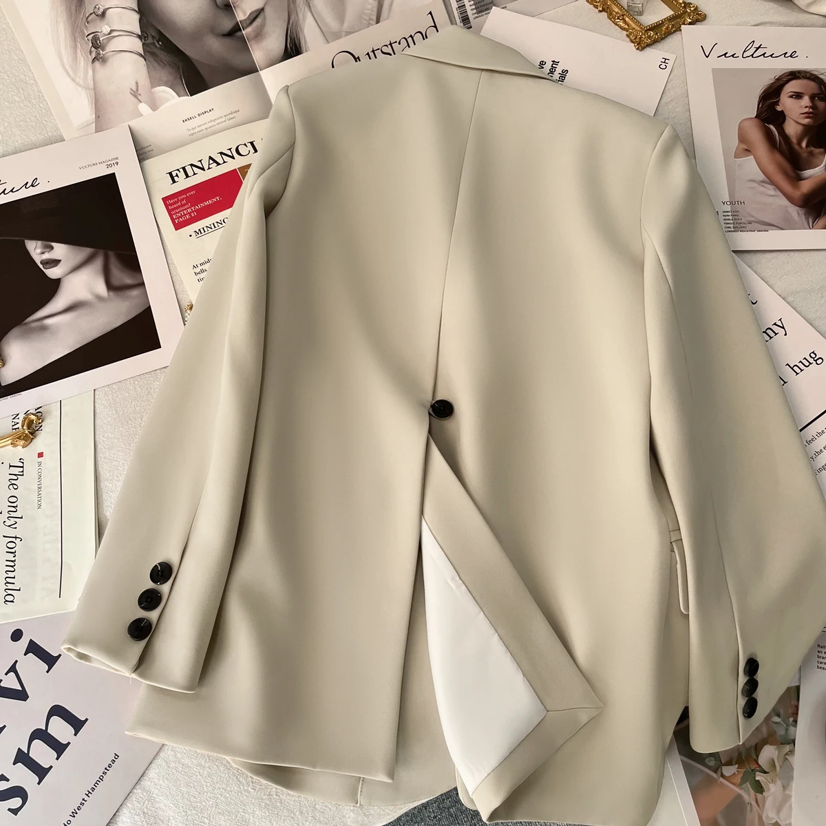 

Женский пиджак цвета хаки Y2k Harajuku 2000-х годов, винтажный офисный женский однобортный костюм с длинными рукавами, пальто, верхняя одежда, осень 2025 г.