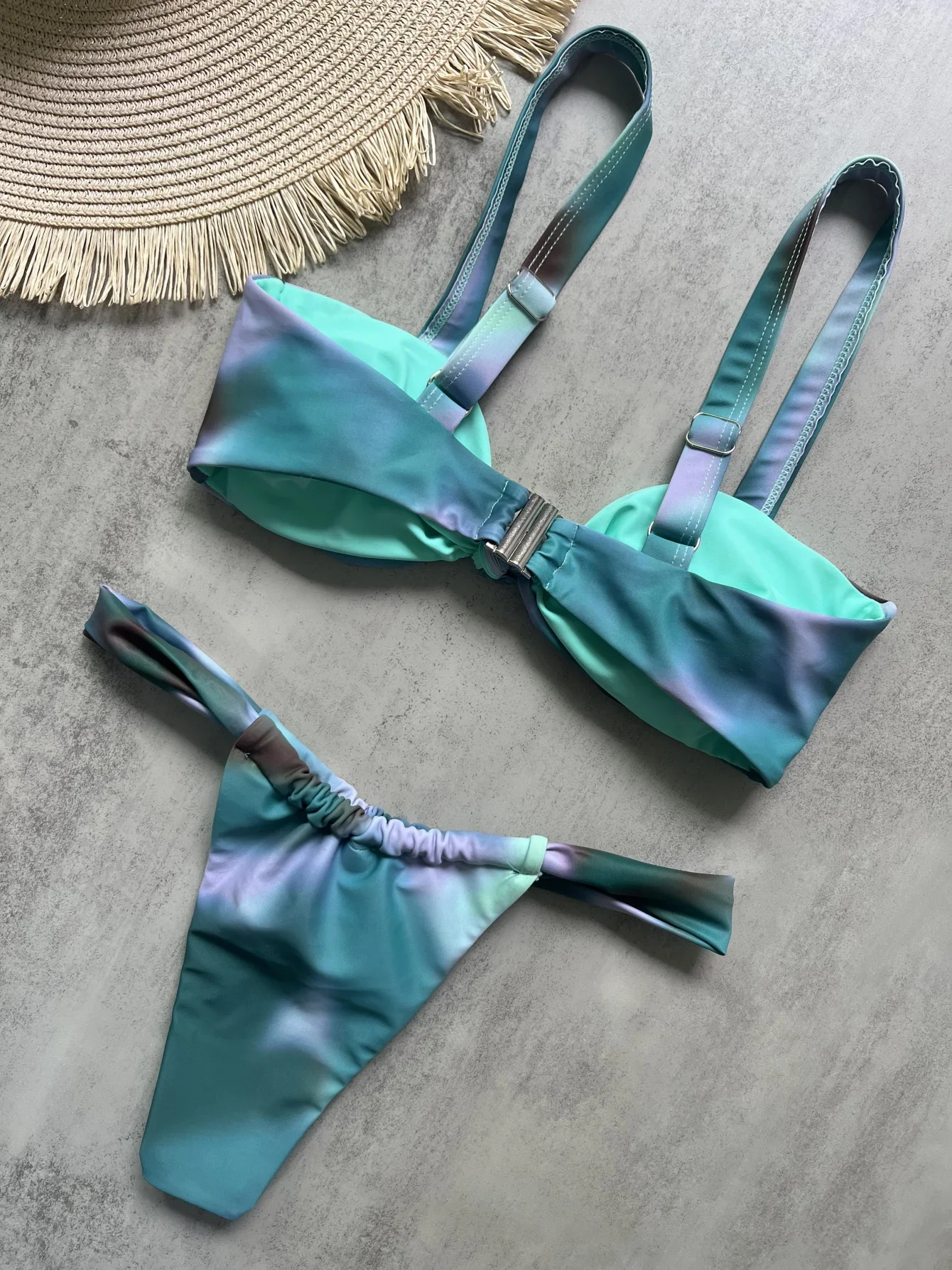 Sexy Tie Dye Printed High Cut Bikini Women Swimwear Female Swimsuit Two-pieces Bikini set Padded Bather Bathing Suit Swim