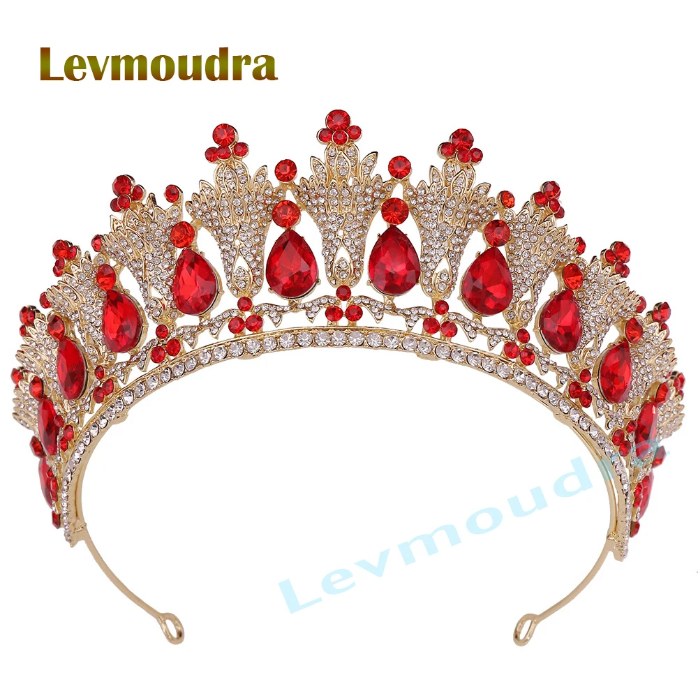 

Levmoudra Crystal Crown Rhinestone Princess Pageant Diadem Wedding Hair Accessories Tiaras Jewelry