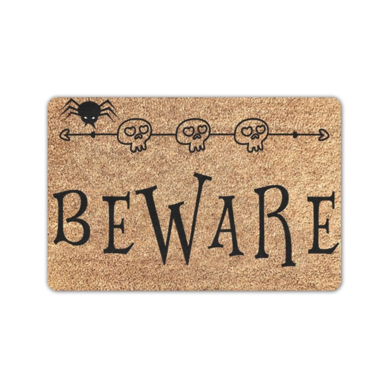 Beware Halloween Doormat Skull Spider Entrance Indoor Fall Floor Funny Decorative Rug Holiday Door Mat