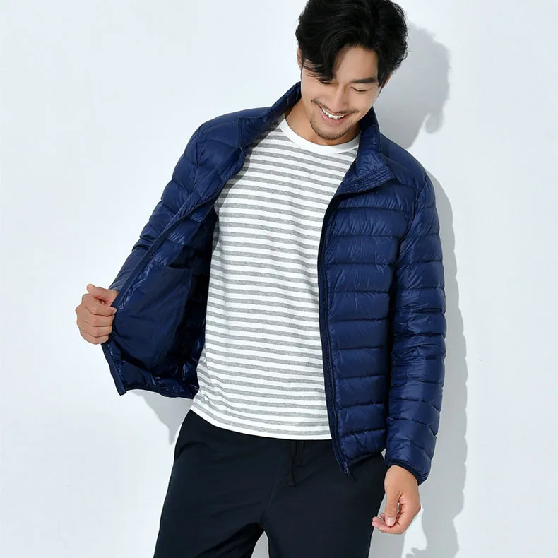 Inverno e outono para baixo jaqueta masculina seção curta seção fina negócios com capuz engrossado pato branco para baixo casaco portátil