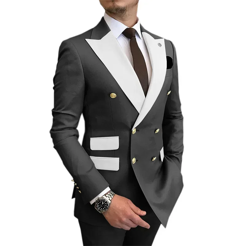

2023 Men's Suit Two Piece Set Four Seasons Slim Fit Cotton Set Casual Suit