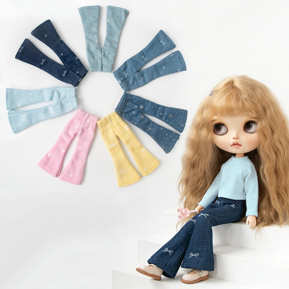 Blyth Doll Clothes Bootcut Jeans Casual Flared Pants Solid Color T-Shirt for Ymy Licca Azones OB22 24 Ker YMY Doll Accessories