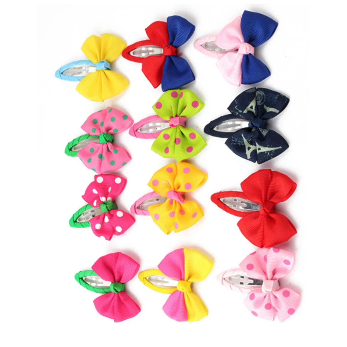 

12 Pcs Hair Clip 's Hairpin 0val Grip Bowtie Clips The Flowers Bow-knot Snap