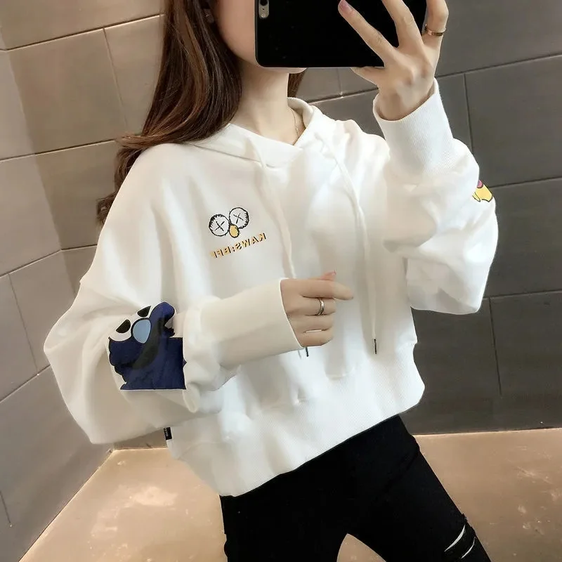 

2024 Women Solid Color Hooded Sweatershirts Spring Autumn Female Long Sleeves Hoodies Ladies Thin Style Loose Fitting Sweatshirt