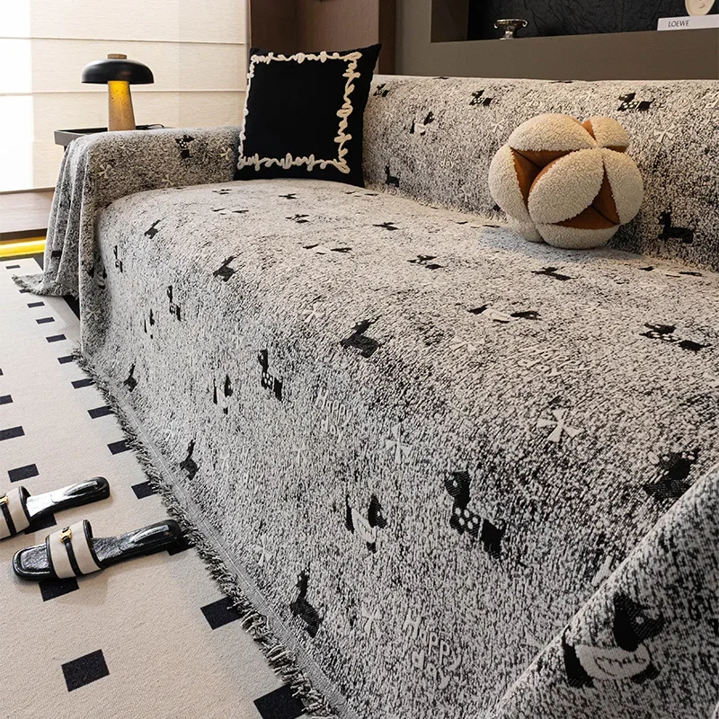 All Season Universal One Piece Chenille Sofa Cover Full Coverage Light Luxury High Grade Sofa Towel Cushion Blanket