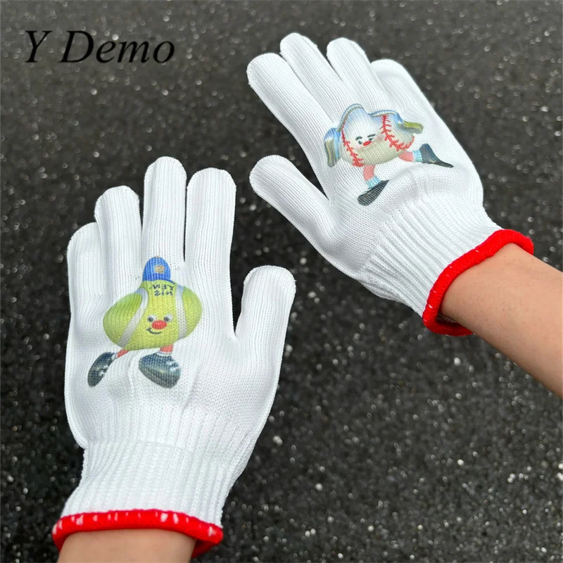 Y Demo Sport Balls Printing For Women Finger Gloves Outerdoor Wrist Glove Streetwear